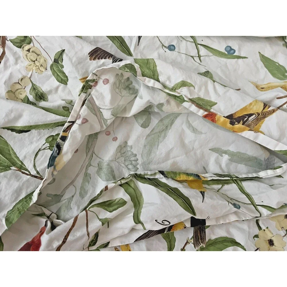 POTTERY BARN Spring Sparrow Birds 2pc EURO Pillow Cover Shams 26”x26” Colorful